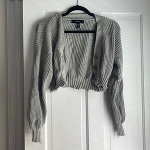 Forever 21 Grey Cropped Cardigan Sweater